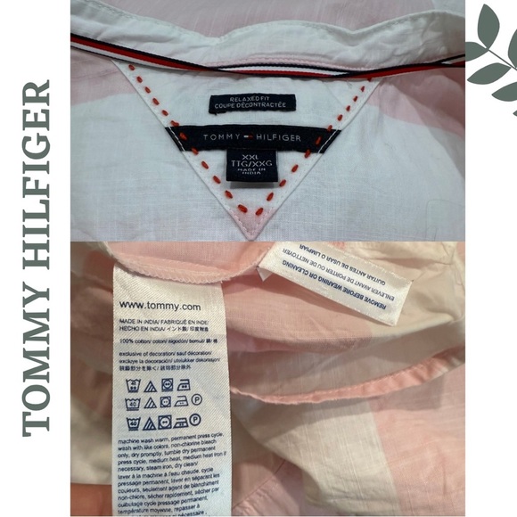 🛍️3/$40 Cotton Stripe Top by Tommy Hilfiger - Pink White Blouse Plus Size XXL - Picture 6 of 7
